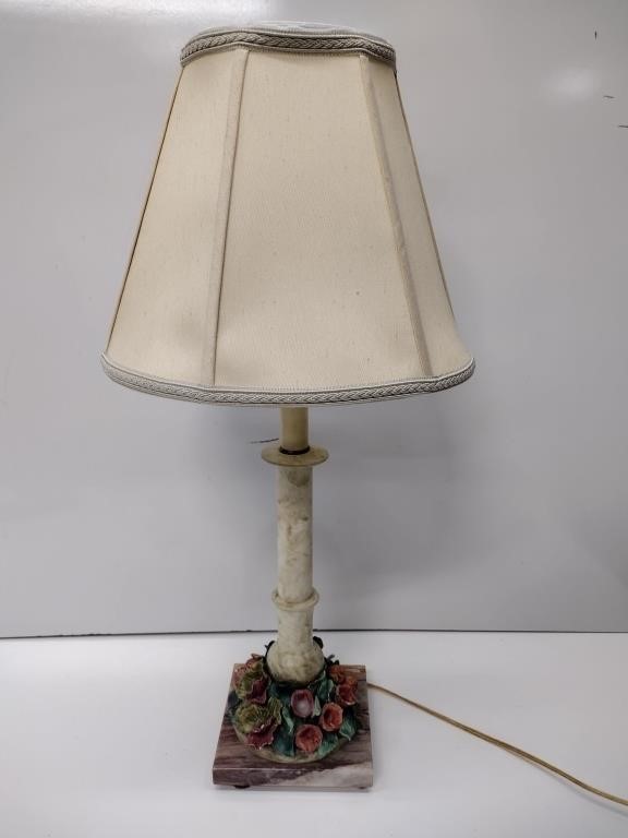 Ceramic Floral Lamp w/ Marble Base