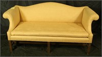 CAMELBACK SOFA IN PINK SILK UPHOLSTERY