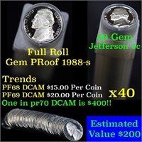 Gem Proof Roll 1988-s Jefferson nickel 5c, 40 piec