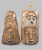 (2) CARVED CENTRAL AMERICAN STONE MASKS