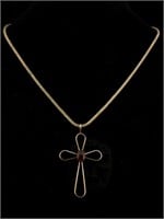 Sterling Silver Cross Necklace - 17 in
