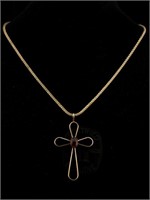 Sterling Silver Cross Necklace - 17 in
