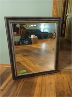 Framed beveled glass wall mirror 29x25