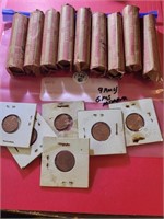 9 Rolls Lincoln Wheat Cents & 6 Pcs Memorial