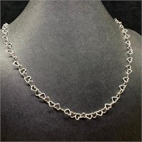 Sterling Silver Thin Heart Link Necklace