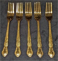 5 Cambridge Gold Electroplated Stainless Dinner Fo