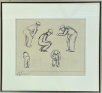 JACK HUMPHREY SIGNED DRAWING - DRYDOCK WORKERS