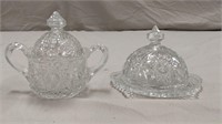 Oval star child's butler sugar bowl & butter dish