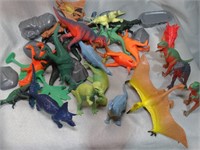 Partial Bucket of Dinosaurs Toys