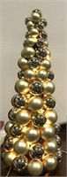 GOLD ORNAMENT LIGHTED CONE CHRISTMAS TREE