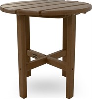 POLYWOOD RST18TE Round 18" Side Table, Teak