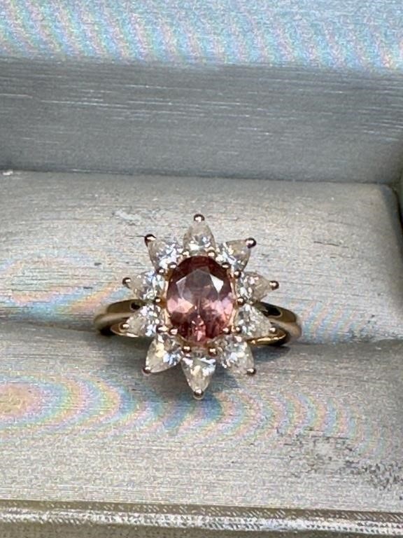 Red Rose Appatite gemstone with moissanite set in