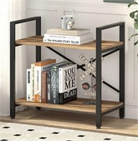 Industrial 2 Tier Wood Metal Bookcase