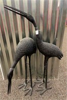 2 Spelter Egret Sculptures