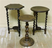 Barley Twist Oak Pedestal and Side Tables.