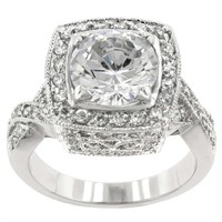 Sparkling Round 3.74ct White Sapphire Halo Ring