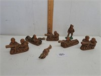 7 1940s Resin and Sawdust Toy Soldiers