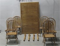 Table W/Six Wood Chairs See Info