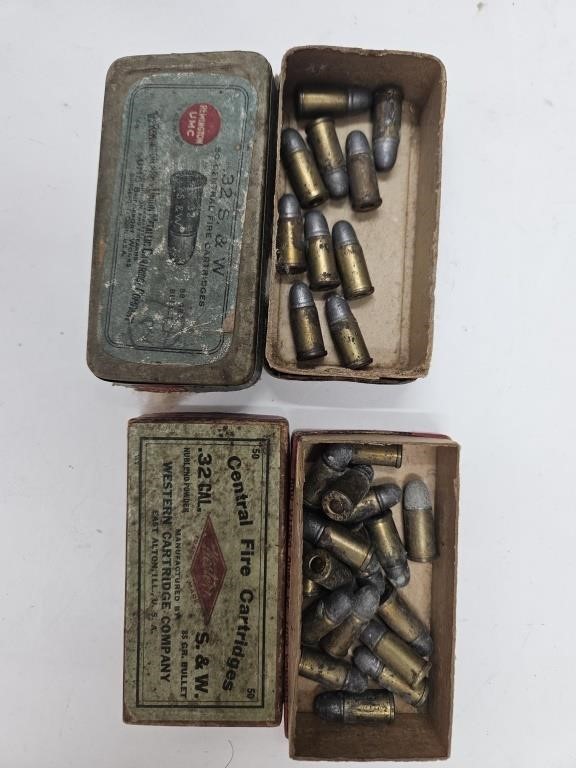 2 Vintage .32 Cal S & W Gun Ammo with Boxes