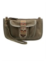 Ugg Suede Lining Green Leather Clutch