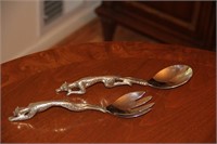 Silver-plated cheetah serving spoons