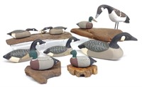 7 Carved Miniature Goose & Duck Decoy Sculptures