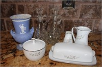 Vintage Wedgewood Blue Jasper Vase/Urn Serving Lot