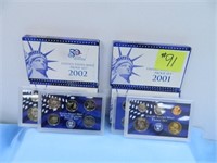 (2) 2001 U.S. Mint Proof Sets, (2) 2002