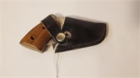 Folding Knife Pistol Shape w/ Leather Case