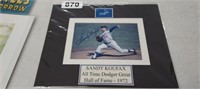 SANDY KOUFAX SIGNED WITH COA