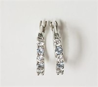 Sterling Silver Simulated Aquamarine Hoop Earring