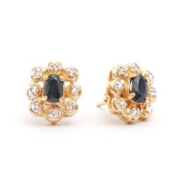 Plated 18KT Yellow Gold 1.30ctw Black Sapphire and