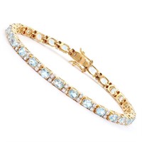 Plated 18KT Yellow Gold 10.45ctw Blue Topaz and Di