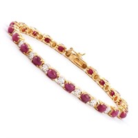 Plated 18KT Yellow Gold 12.25ctw Ruby and Diamond
