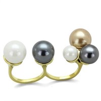 Precious 14k Gold Ip. Multi Color Pearl Cuff Ring