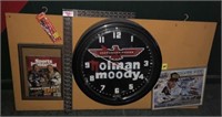 BOARD WITH SPORTS ILLUSTRATED, HOLMAN MOODY CLOCK,