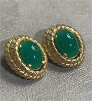 Jomaz Emerald Gold Tone Clip on Earrings