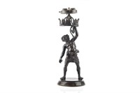 BRONZE TABLE LAMP SILENUS HOLDING A SNAKE