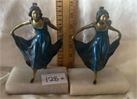 Vintage painted bronz/marble dancing ladies booken