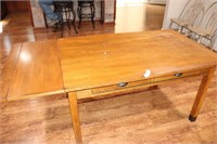 Kitchen table with leaves and two drawers