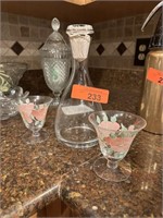LENOX GLASS CARAFE & 2 GLASSES