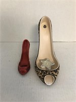 Red Shoe Bottle Opener & Leopard Shoe Display
