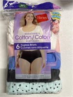 6Pcs Size 2X-Large Hanes Womens Womens Core Cotton