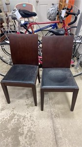 Wood Chairs with Leather Seats