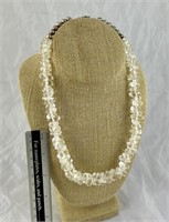 Sterling & quarts crystal bead 19" necklace