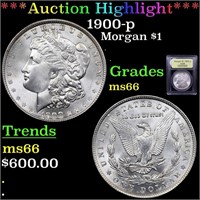*Highlight* 1900-p Morgan $1 Graded GEM+ Unc