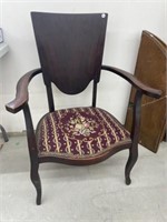 Vintage Arm Chair With Cross-stitch Seat,