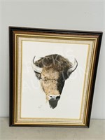 framed LTD print 79/250 Buffalo Head by John Stone