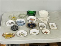 assorted vintage ashtrays