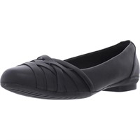 Clarks Women's Sara Clover Ballet Flat, Black Leat